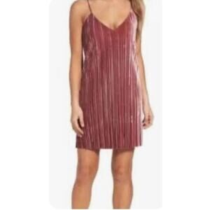 Bardot Velour Pleated Mini Slip Dress Dusty Rose Pink Size 6